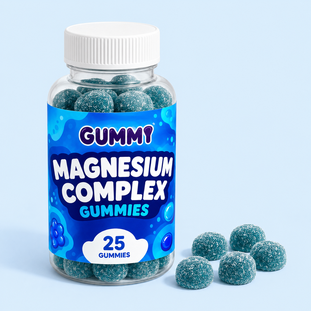 GUMMY Magnesium Complex Gummies — flacon bleu et gummies
