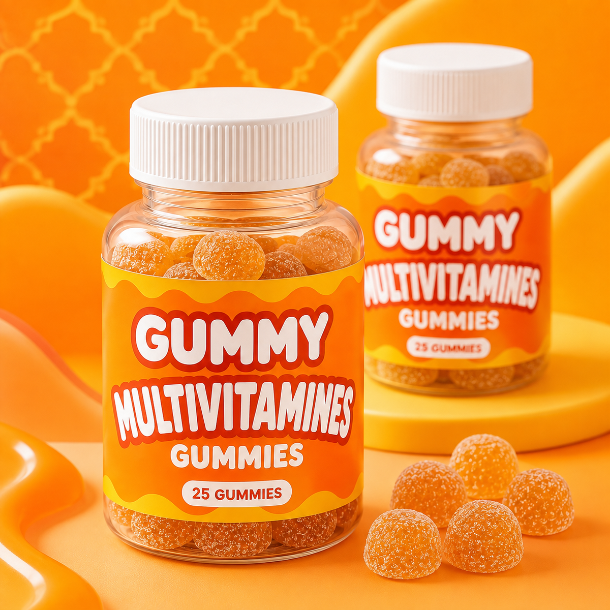 GUMMY Multivitamines Gummies, gros plan produit orange